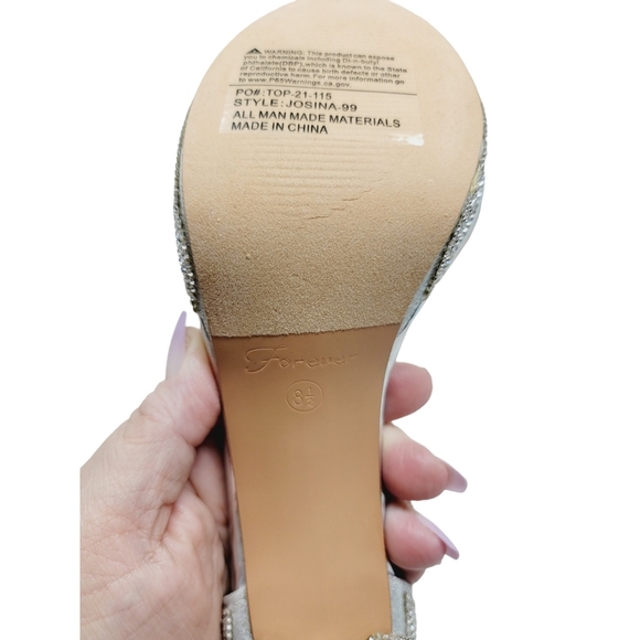 Forever Rhinestone Chunky Heel Platform Sandals Size 8.5 - Picture 10 of 10